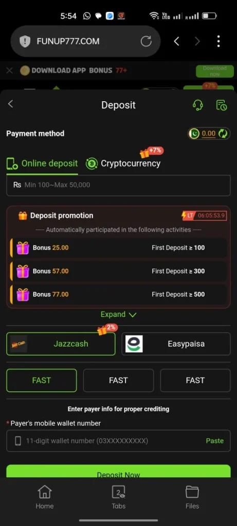 Funup777 Game Deposit And Withdraw