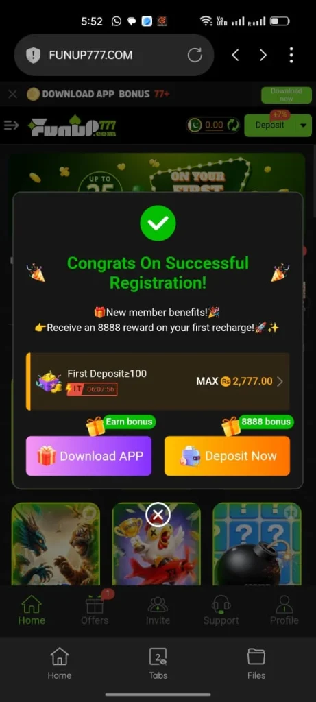 Funup777 Game Register